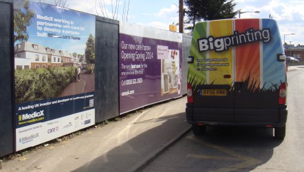 Hoarding installed at Newbury